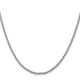 14K White Gold 2.25 mm Polished Chain Necklace, Solid