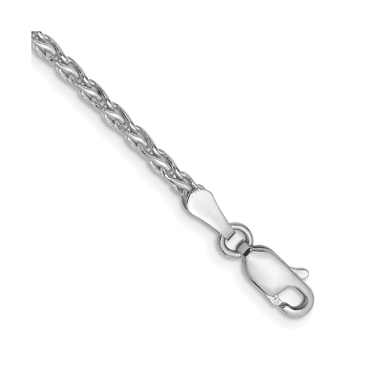 14K White Gold 2.25 mm Polished Chain Bracelet, Solid