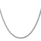14K White Gold 3 mm Polished Chain Necklace, Solid