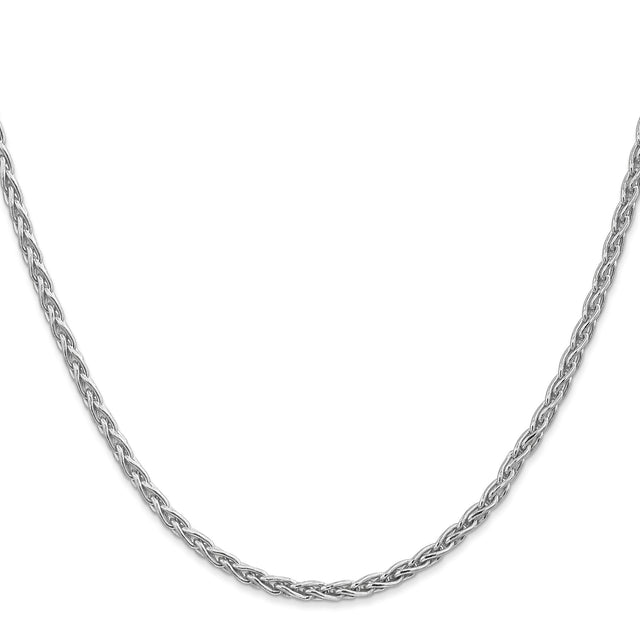 14K White Gold 3 mm Polished Chain Necklace, Solid