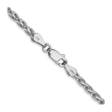 14K White Gold 3 mm Polished Chain Necklace, Solid alternate angle