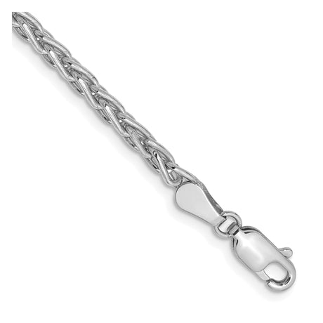 14K White Gold 3 mm Polished Chain Bracelet, Solid