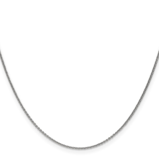14K White Gold 1 mm Polished Chain Necklace, Solid