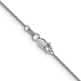 14K White Gold 1 mm Polished Chain Necklace, Solid alternate angle