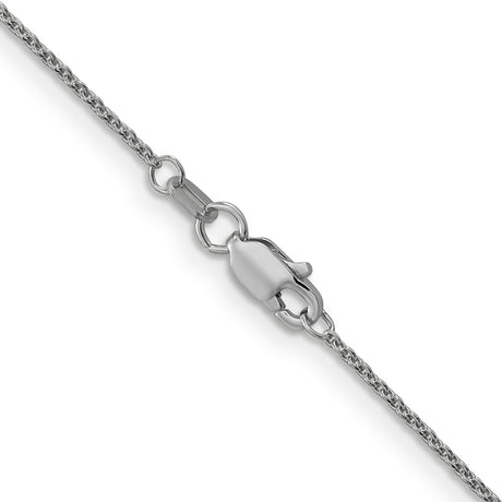 14K White Gold 1 mm Polished Chain Necklace, Solid alternate angle