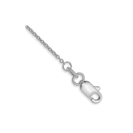 14K White Gold 1 mm Polished Chain Anklet, Solid