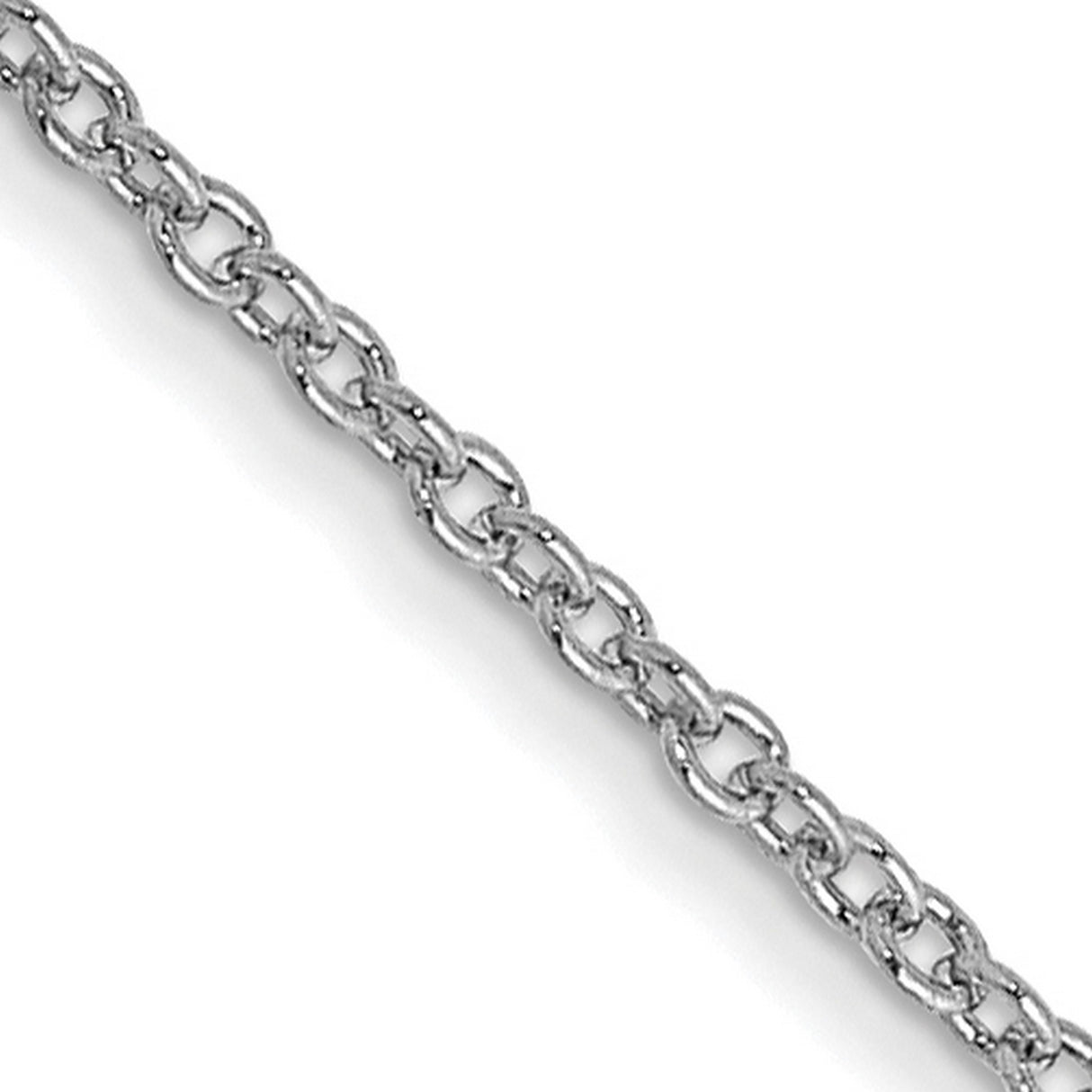 14K White Gold 1 mm Polished Chain Necklace, Solid detail view
