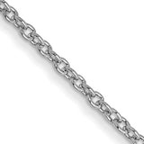 14K White Gold 1 mm Polished Chain Necklace, Solid detail view
