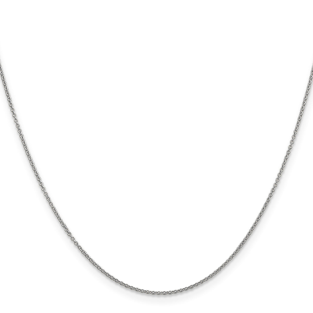 14K White Gold 0.9 mm Polished Chain Necklace, Solid