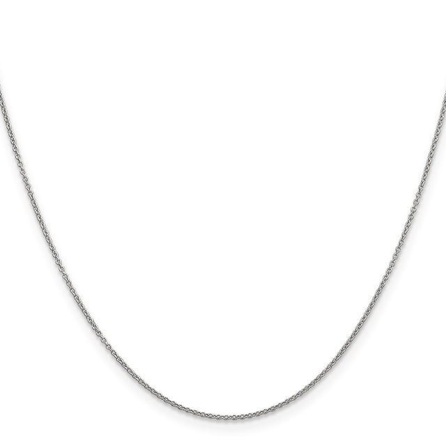 14K White Gold 0.9 mm Polished Chain Necklace, Solid