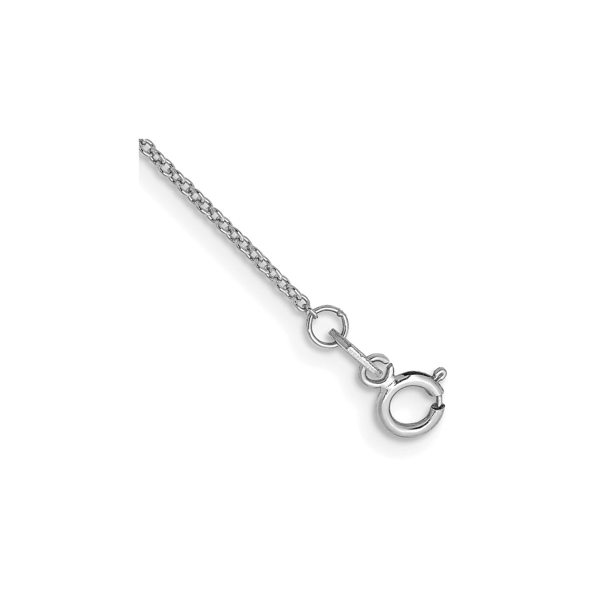 14K White Gold 0.9 mm Polished Chain Anklet, Solid