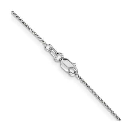 14K White Gold 0.9 mm Polished Chain Necklace, Solid alternate angle