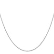 14K White Gold 1.2 mm Polished Chain Necklace, Solid