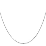 14K White Gold 1.2 mm Polished Chain Necklace, Solid