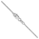 14K White Gold 1.2 mm Polished Chain Necklace, Solid alternate angle