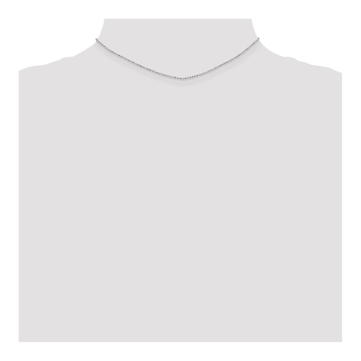 14K White Gold 1.2 mm Polished Chain Necklace, Solid detail view