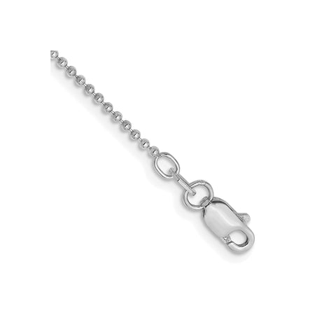 14K White Gold 1.2 mm Polished Chain Anklet, Solid
