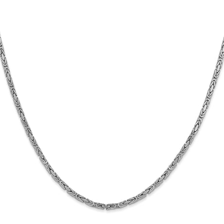 14K White Gold 2 mm Polished Chain Necklace, Solid