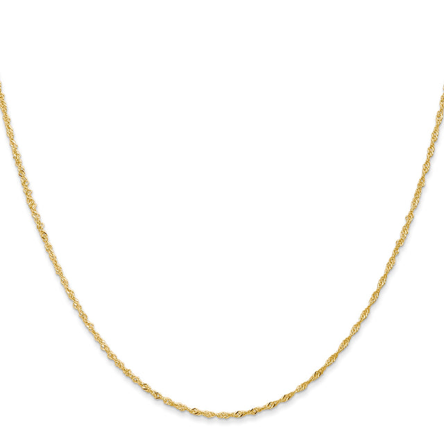 14K Yellow Gold 1.1 mm Singapore Chain Necklace, Polished