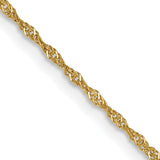 14K Yellow Gold 1.1 mm Singapore Chain Necklace, Polished detail view