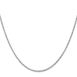 14K White Gold 1.3 mm Rope Chain Necklace, Polished