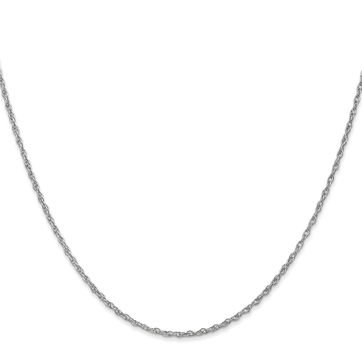 14K White Gold 1.3 mm Rope Chain Necklace, Polished