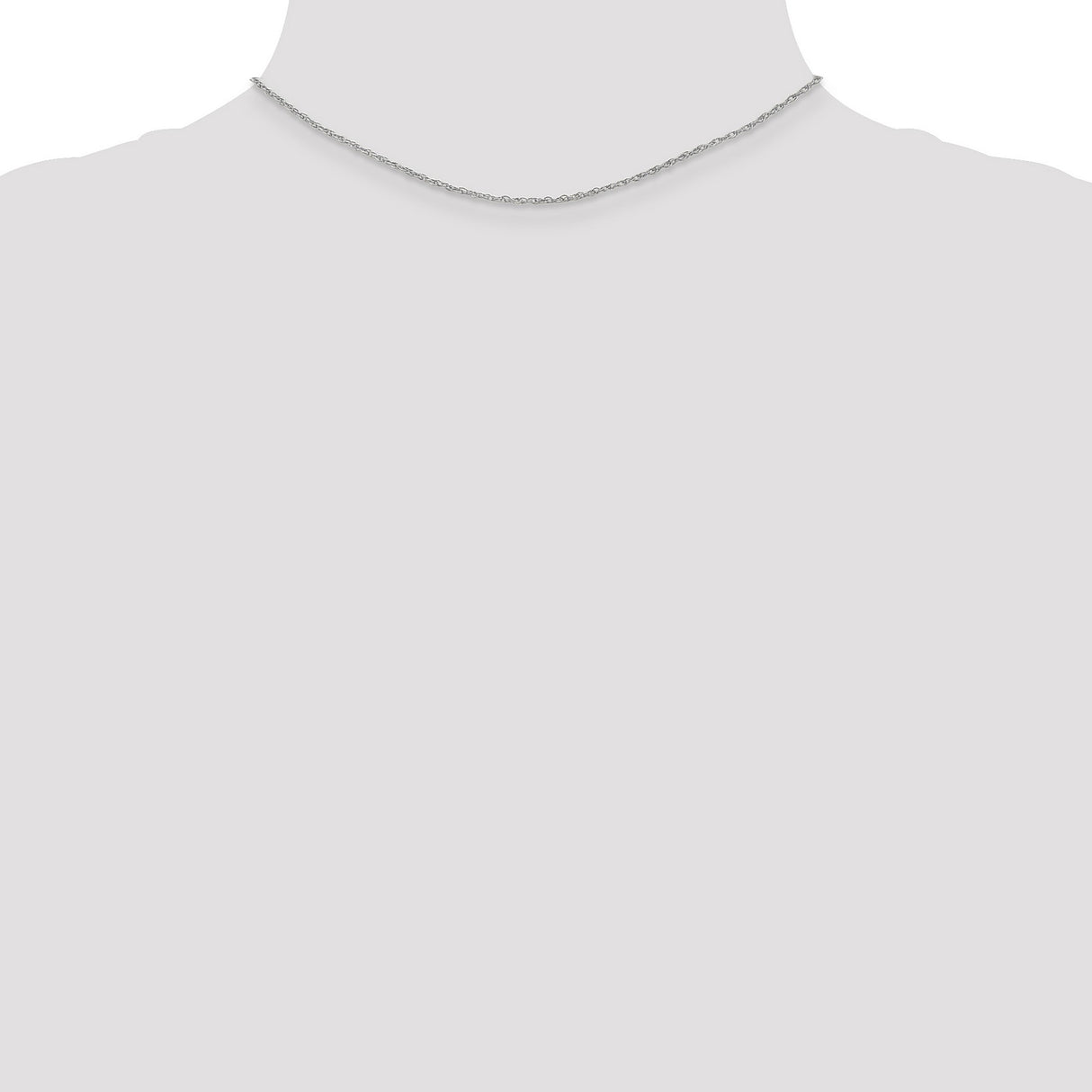 14K White Gold 1.3 mm Rope Chain Necklace, Polished detail view