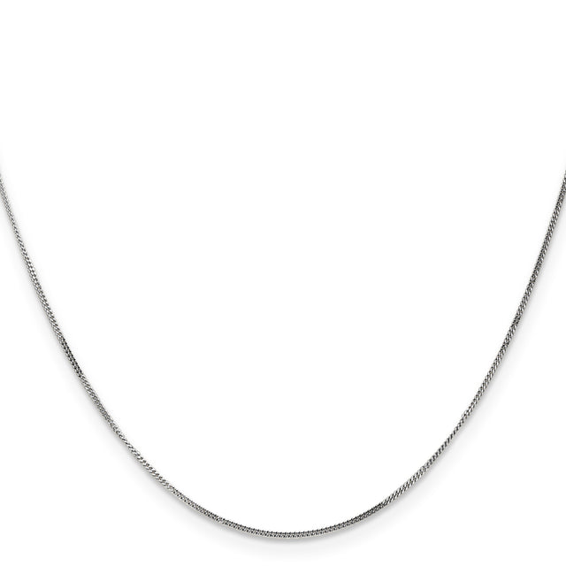 14K White Gold 0.9 mm Curb Chain Anklet, Polished