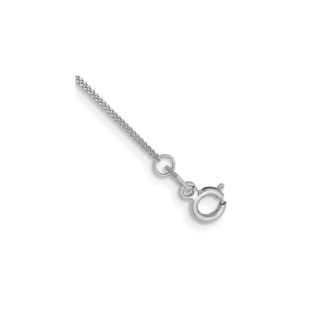 14K White Gold 0.9 mm Curb Chain Anklet, Polished detail view