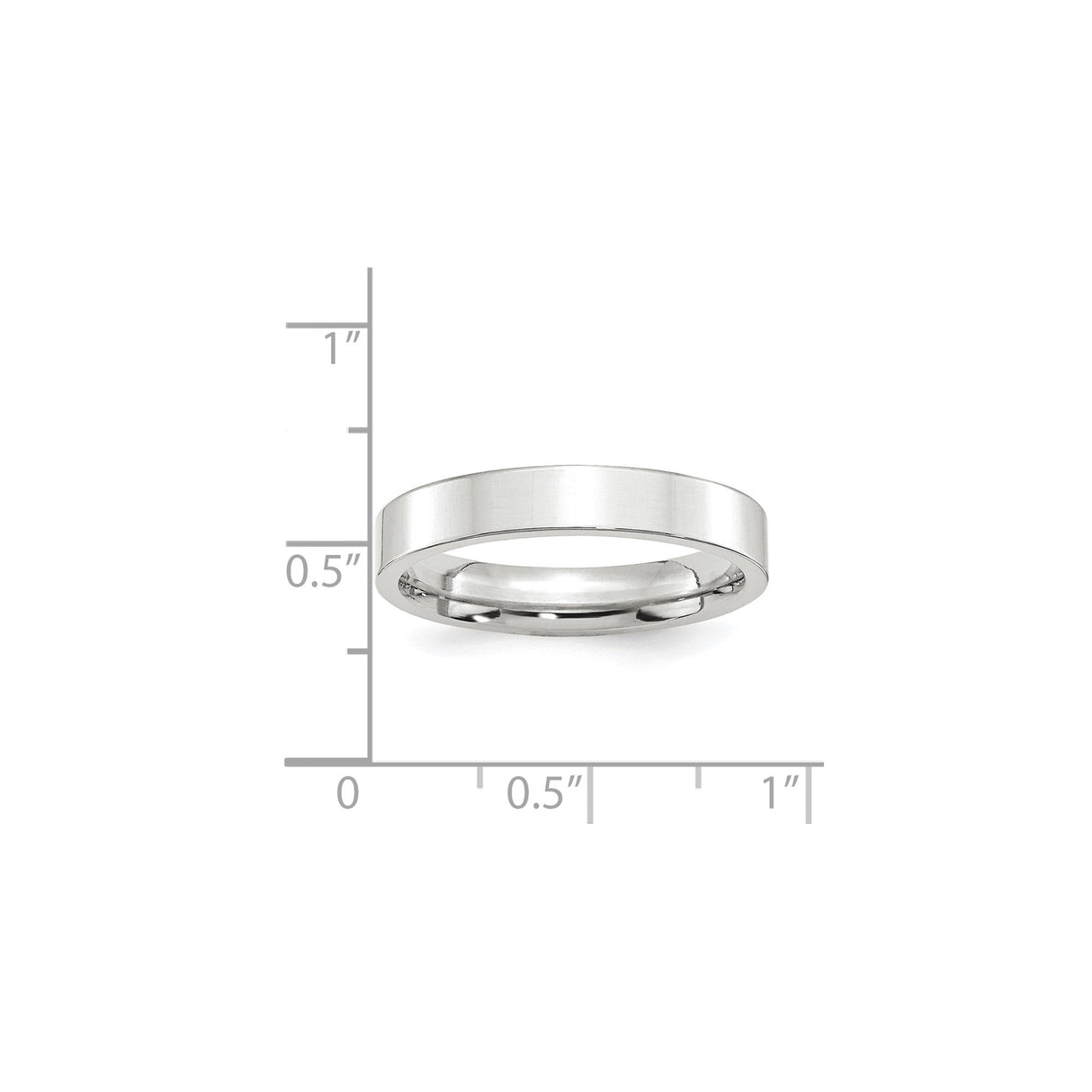 White Gold Flat wedding band ring shown for scale