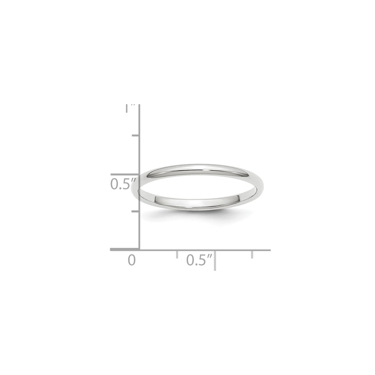 White Gold Domed wedding band ring shown for scale