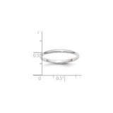 White Gold Domed wedding band ring shown for scale