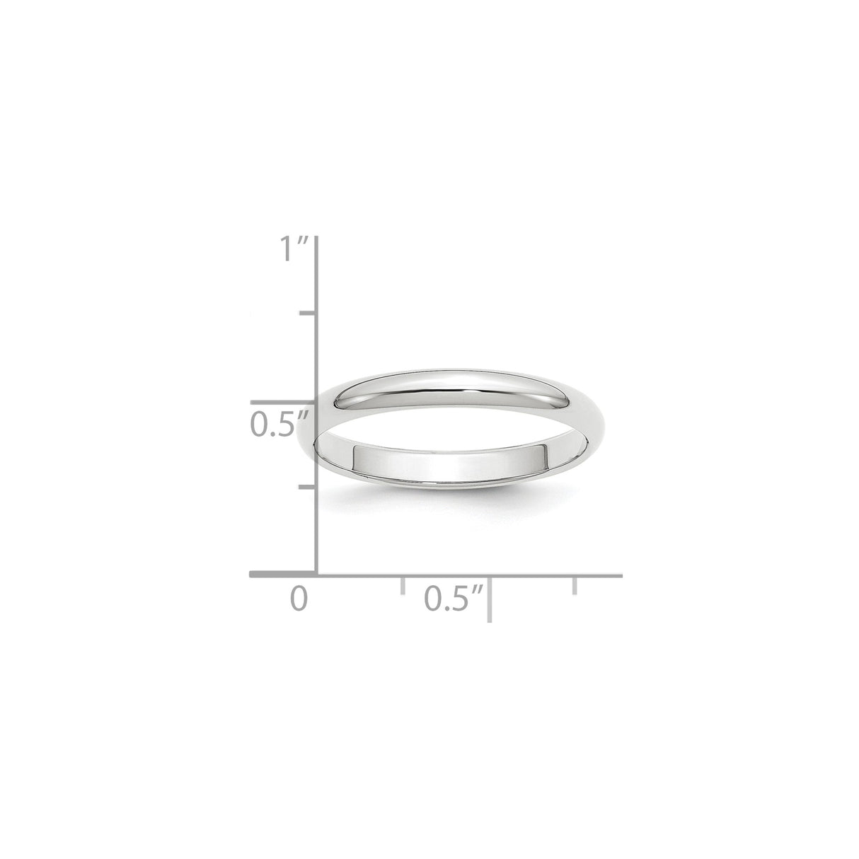 White Gold Domed wedding band ring shown for scale