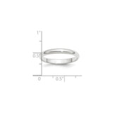 White Gold Domed wedding band ring shown for scale