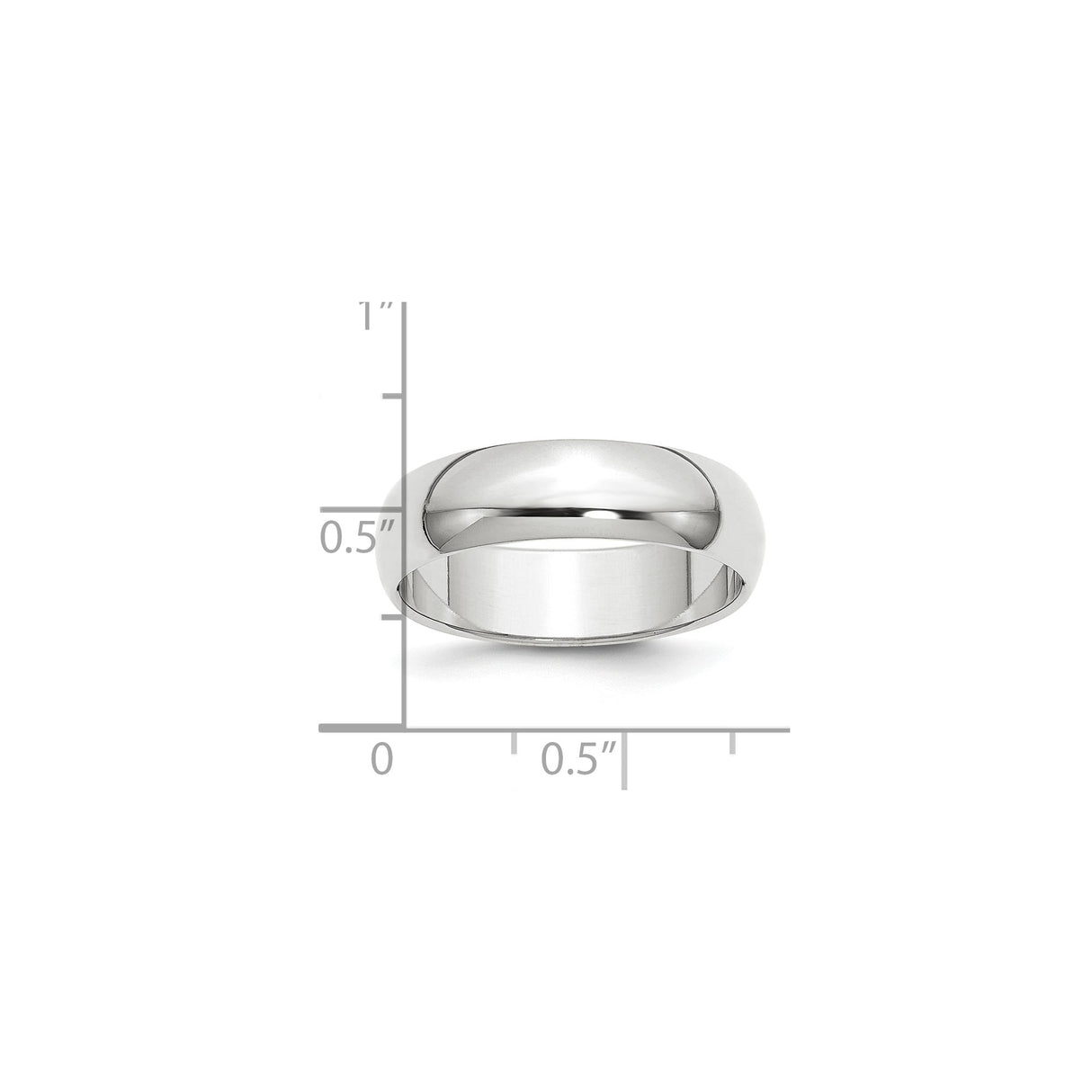 White Gold Domed wedding band ring shown for scale