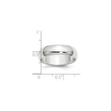White Gold Domed wedding band ring shown for scale