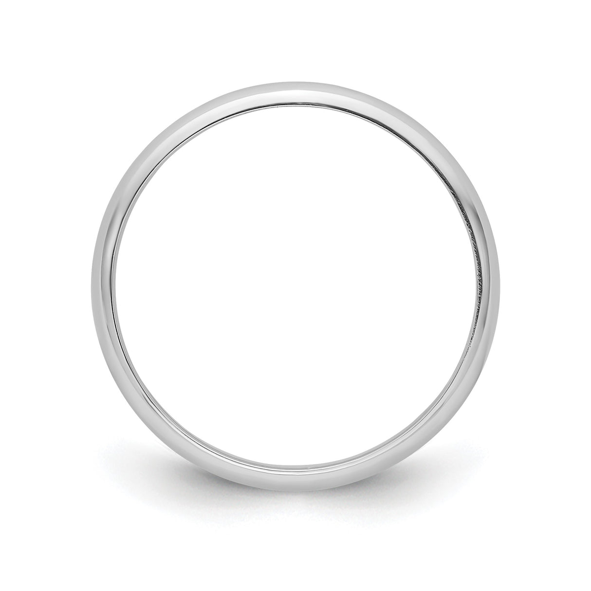 White Gold Domed, Comfort Fit wedding band ring alternate angle