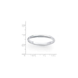 White Gold Domed, Comfort Fit wedding band ring shown for scale