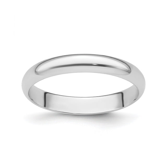 White Gold Domed, Comfort Fit wedding band ring