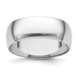 White Gold Domed, Comfort Fit wedding band ring