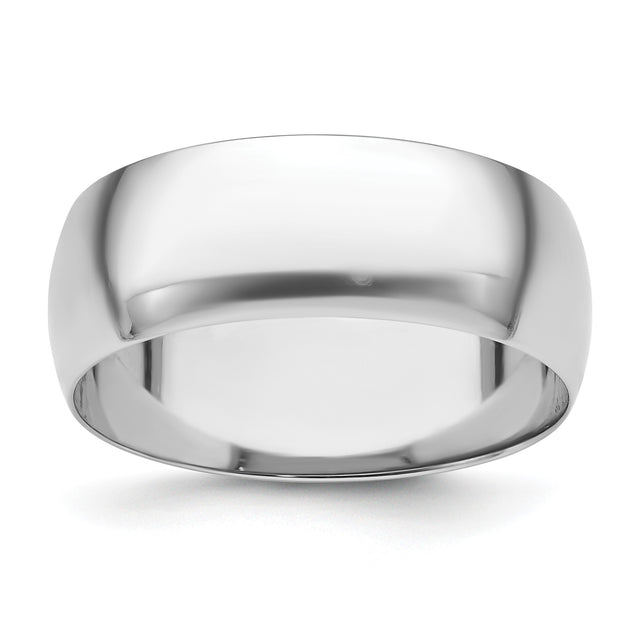 White Gold Domed, Comfort Fit wedding band ring