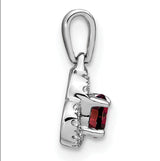 Amethyst and Diamond Charm Pendant in Real 10k White Gold