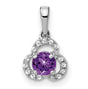 Amethyst and Diamond Charm Pendant in Real 10k White Gold