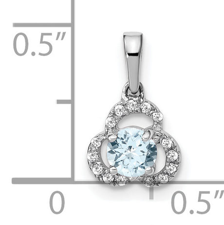 Aquamarine and Diamond Charm Pendant in Real 10k White Gold