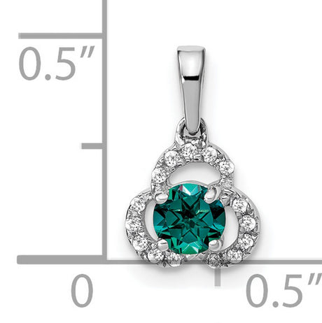Created Alexandrite and Diamond Charm Pendant in Real 10k White Gold