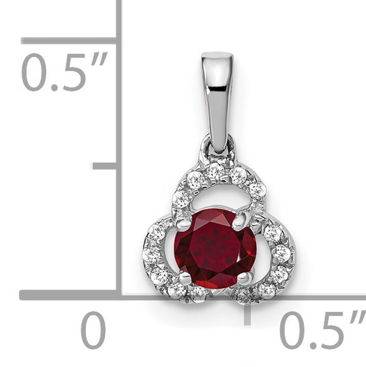 Created Ruby and Diamond Charm Pendant in Real 10k White Gold