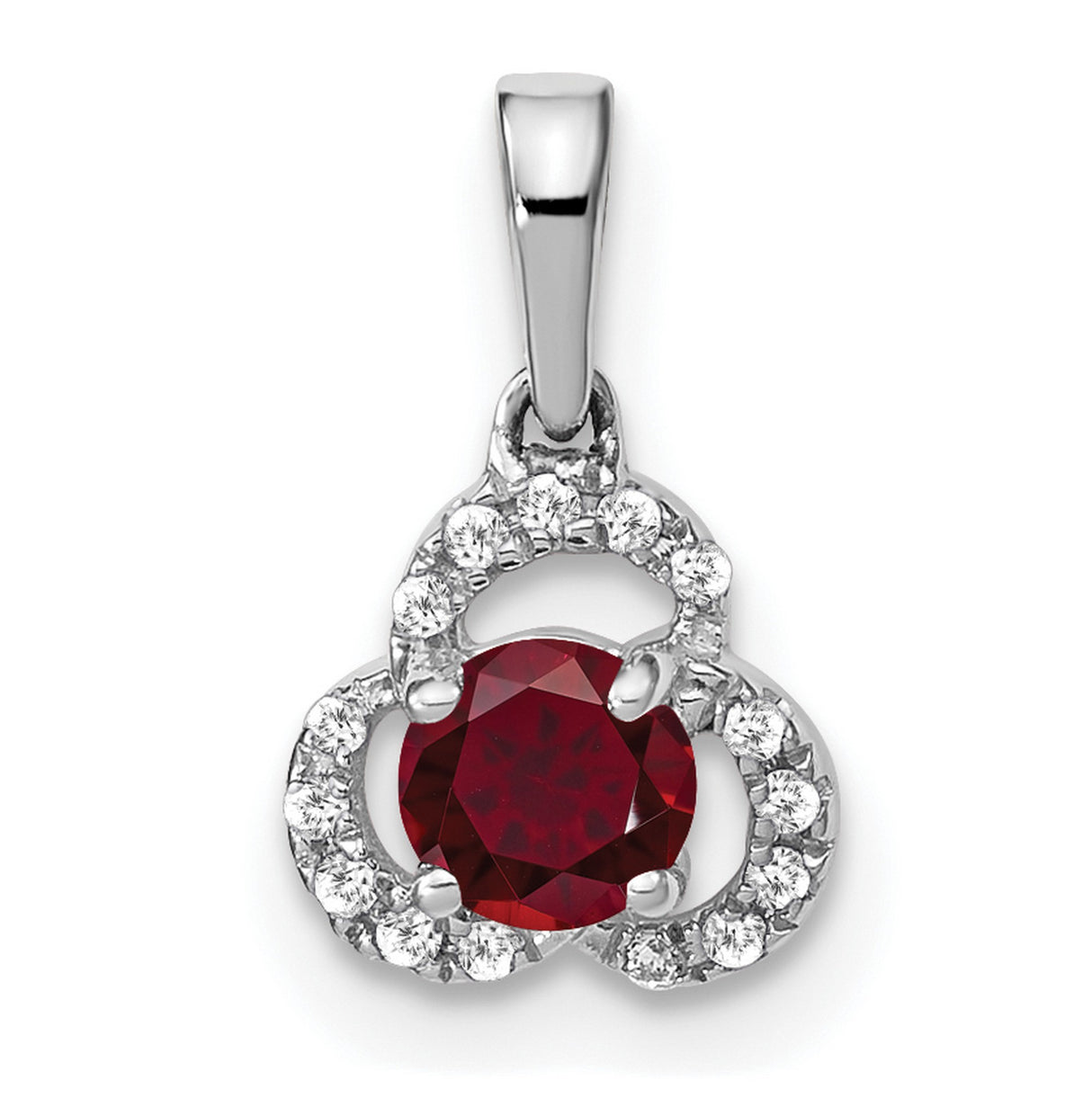 Created Ruby and Diamond Charm Pendant in Real 10k White Gold