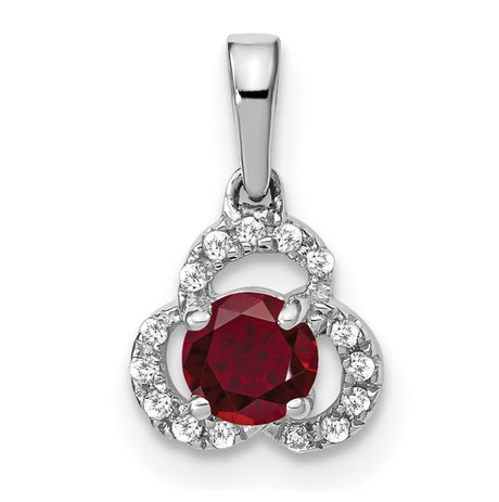 Created Ruby and Diamond Charm Pendant in Real 10k White Gold