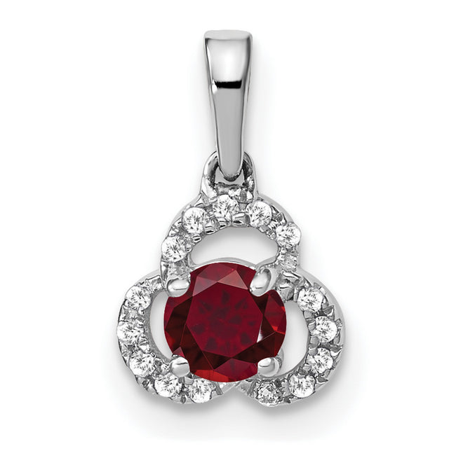 Created Ruby and Diamond Charm Pendant in Real 10k White Gold