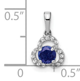 Created Sapphire and Diamond Charm Pendant in Real 10k White Gold